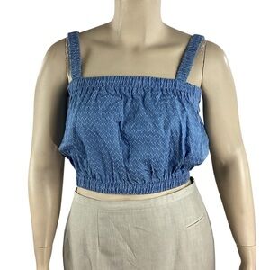 Line & Dot Phoebe Swiss Dot Cropped Tank Top Blue Size Large